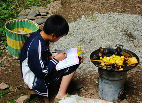 天坑里勤奮好學(xué)的小孩